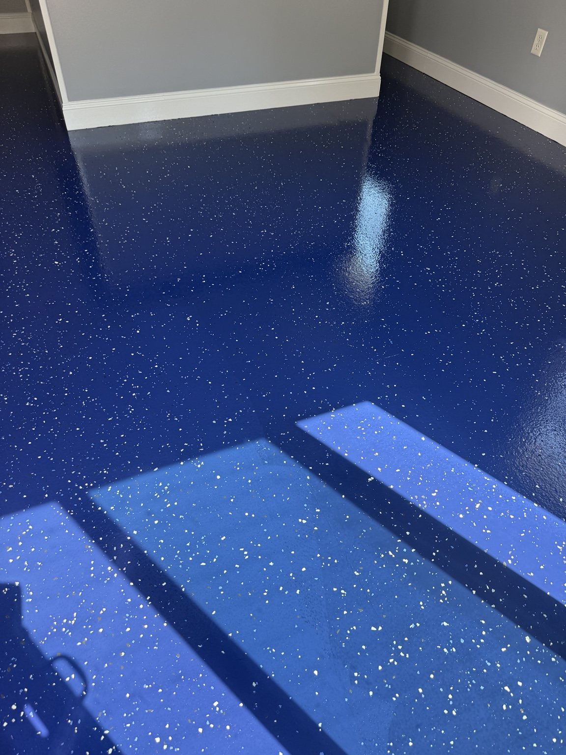 Metallic Blue Epoxy Flooring — Color My World Painting project photo 2