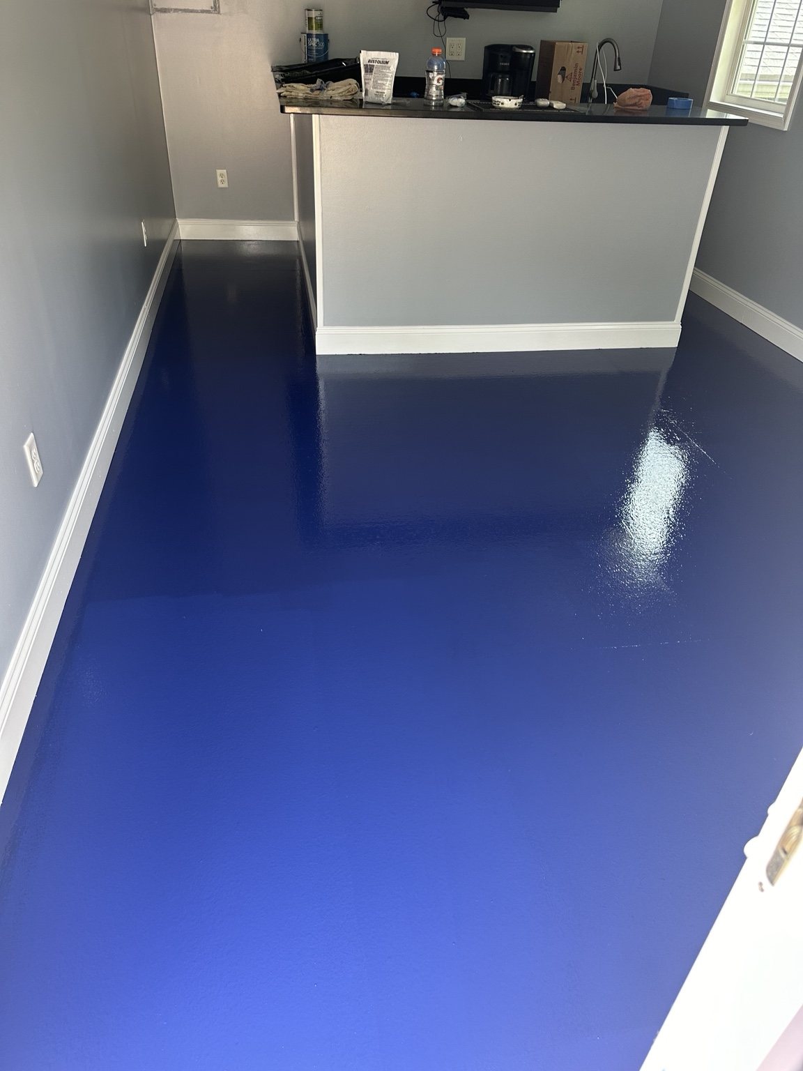 Metallic Blue Epoxy Flooring — Color My World Painting project photo 3